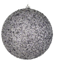 Vickerman 532218-6  Silver Beaded Ball Christmas Tree Ornament (4 pack) (N185807D)