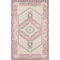 Momeni Anatolia Wool and Nylon Area Rug, 6'6  X 9', Pink