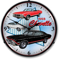 1968 Chevy Chevelle LED Wall Clock, Retro/Vintage, Lighted, 14 inch