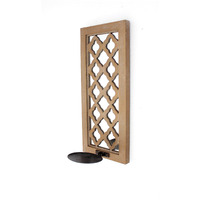 HomeRoots 6  x 7.5  x 17  Tan, Wooden Cross - Candle Holder Sconce