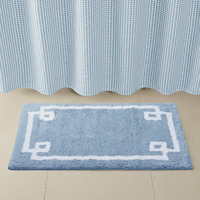 Madison Park Evan 100% Cotton Bathroom Rug Non Slip Backing-Luxrurious Tufted Plush Bath Mat Absorbent, Quick Dry, Spa Design Shower Room Dcor, 24x40, Blue