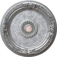 Architectural Accents Ceiling Medallions, Tiles & Moulding BAN-BRRD62-F27 Round 24 Inch Diameter Chandelier Ceiling Medallion, Silver, Antique