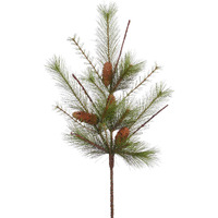 Vickerman 30  Mix Mountain Pine Artificial Christmas Spray - Includes 2 Sprays per Pack - Cones and 14 Harde Needle Tips - Holiday Decor - Festive Christmas Home Decor