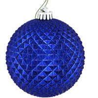 Vickerman 6  Cobalt Blue Durian Glitter Ball Ornament, 4 per Bag