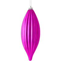 Vickerman 8  Shiny Line Finial Ornament, Shatterproof Plastic, Holiday Christmas Tree Decoration, 4 Pack, Fuchsia