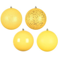 Vickerman 624043-3  Yellow 4 Assorted Finish Ball Christmas Tree Ornament (16 Pack) (N590878)