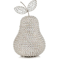 Modern Day Accents 5753 Pera XL Cristal Silver Pear Sculpture, Home Decor, Fruit Centerpiece, Crystal Pear, Gift Pears, Tabletop, Kitchen Decor, 17.5  H