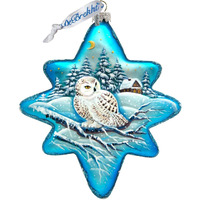 White Owl North Star, Holiday Splendor Glass Ornament, Wildlife Decor - 755-091 by G.DeBrekht