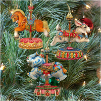 Designocracy Carousels Wooden Ornaments Set of 3, Horse, Bunny and Elephant, Set Art by G.DeBrekht 8100030S3