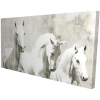 Begin Three White Horses Running - Print on Canvas Edition