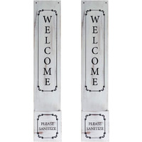 Welcome Sign with Hand Sanitizer Dispenser Holder Set of 2