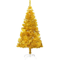 vidaXL 6ft Artificial Christmas Tree with Stand, Beautiful Gold Color, Made of PET and Steel Material, Suitable for Indoor and Outdoor Use