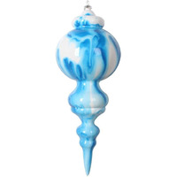 Vickerman 659274-10  Blue/White Marble Finial Christmas Christmas Tree Ornament (2 Pack) (MT203408)