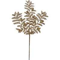 Vickerman 22  Gold Bipinnate Glitter Leaf Artificial Christmas Spray. Includes 12 Sprays per Pack.