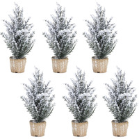 Melrose International Potted Snowy Pine Tree (Set of 6) 12  H Plastic/Paper