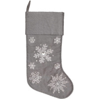 Vickerman 19  Silver Snowflake Christmas Stocking