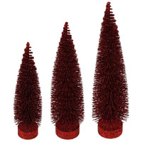 Vickerman 660478-12 -14 -16  Burgundy Glit Oval Tree 3Set (LS191265) Christmas Decorative Tree