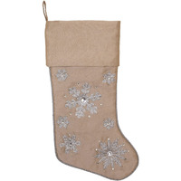 Vickerman 19  Champagne Snowflake Christmas Stocking