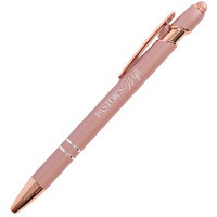 Pastor's Wife Rose Gold Retractable Ballpoint Pen ith Stylus Tip Black Ink Writing Pen No Bleed Through | Inspirational Religious Gift for Christians