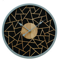 Hermle 31011 Gatsby Dadie 3D Wood Pattern Wall Clock with Black Background44; Natural Tone