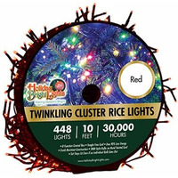 Holiday Bright Lights LED-3MCR448-GRD LED Twinkling Cluster Rice Light Set, Red, 448-Ct., 10-Ft. - Quantity 12