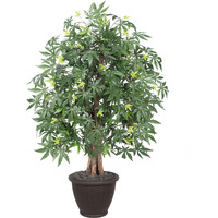 Vickerman 4' Artificial Japanese Maple Extra Full Bush, Brown Plastic Container.