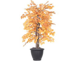 Vickerman 4' Indoor Artificial Golden Aspen Bush, Gray Plastic Container.