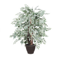 Vickerman 4' Artificial Silver Maple Extra Full Bush, Brown Plastic Container.