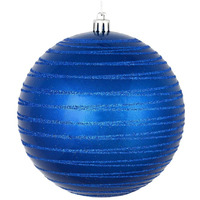 Vickerman 6  Blue Candy Finish Ball Ornament with Glitter Lines. Includes 3 Ornaments per Bag.