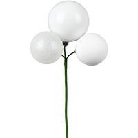 Vickerman 18  White Ball Ornament Christmas Pick. There are 4 Picks per Pack.