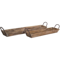 Melrose International Wooden Tray w/Handles (Set of 2) 28.75  L, 36.5  L Wood