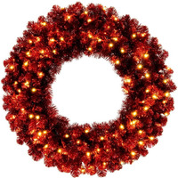 36  Red Tinsel Wreath Dura-Lit 100WW