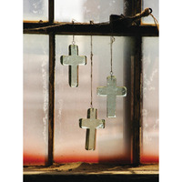 Kalalou PAQ1045-EA Glass Cross Sun Catcher Ornament, Clear