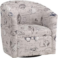 Beach Harbor Gray Coastal Patterned Polyester Fabric Sivel Accent Chair