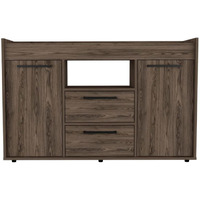 Hart Sideboard Double Door Cabinet, 1 Open Shelf, Dark Walnut