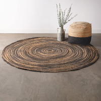 Colonial Tin Works Swirl Rug, 7-Foot Round, Jute, Natural and Black