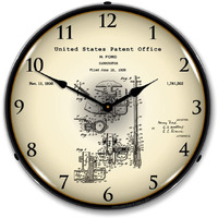 1928 Henry Ford Carburetor Patent LED Wall Clock, Retro/Vintage, Lighted 14 inch