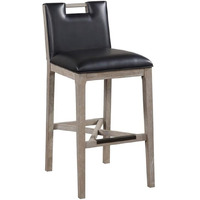 American Woodcrafters Jakarta Solid Wood with Black Bonded Leather Bar Stool