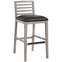 American Woodcrafters Siri Solid Wood Gray with Brown Bonded Leather Bar Stool