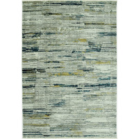 HomeRoots Ivory/Blue Shrink Polyester 8 x 11 Blue Ivory Abstract Striped Area Rug