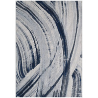 HomeRoots Ivory/Blue Heat-Set Polypropelene 10 x 13 Navy Ivory Abstract Strokes Modern Area Rug