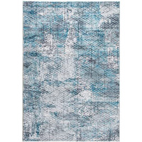 HomeRoots Blue/Grey Polyester 8 x 10 Blue Gray Abstract Cuboid Modern Area Rug