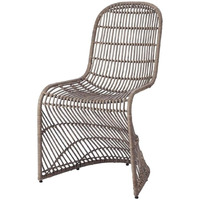 New Pacific Direct Groovy 17.5  Rattan and Steel Chair in Brown (Set of 2)