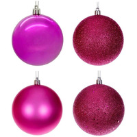 Vickerman 694084-4  Hot Pink 4 Finish Christmas Tree Ornaments (12 Pack) (N591059A)