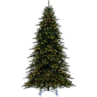 Vickerman 6.5' x 53  Bavarian Pine Artificial Pre-Lit Christmas Tree, Dura-Lit Warm White LED Mini Lights.