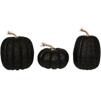 Vickerman 691120-8  Black Pumpkins Assorted Set of 3 (MC225717) Christmas Figurine Decorations