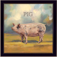 Piper The Pig Black Framed Print Wall Art