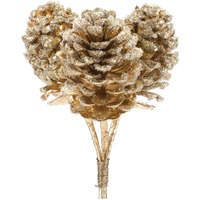 Melrose International Glittered Pine Cone Bundle (Set of 6)