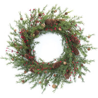 Melrose International Pine Cone Berry Wreath 26  D