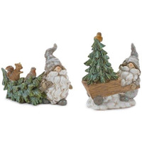 Melrose International Pine Tree Trunk Gnome with Woodland Animals (Set of 2)